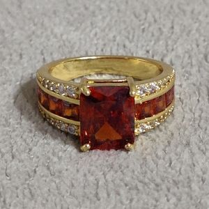 Faux Garnet & Gold Costume Jewelry Ring
